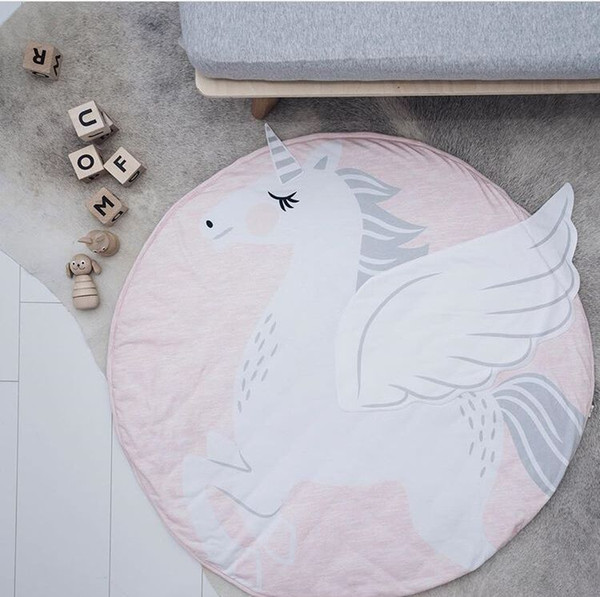 New Round Map unicorn Pattern Baby Blanket Game Mat Kid Crawling Carpet baby Bedding Stroller Blanket best Children's Room decration