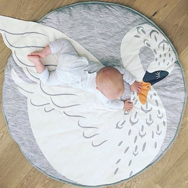 New arrivel Round Map swan Pattern Baby Blanket Game Mat Kid Crawling Carpet baby Bedding Stroller Blanket best Children's Room decration