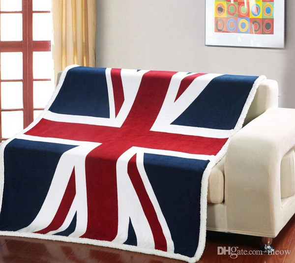 Reversible Ultra Plush Sherpa Printed Throw Blanket for Bedroom Couch Car Gift Dorm British Flag US Flag New York London 50