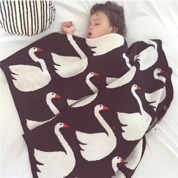 Baby Kids Blankets Black White Swan Cross Muslin Crawling Blanket Carpet for Infant Baby Bedspread Bath Towels Kids Play Mat