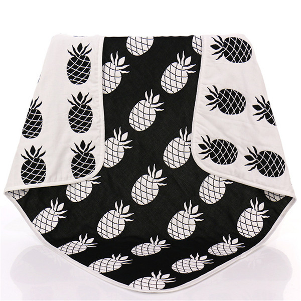 New Baby Children Muslin Blankets Black White Pineapple Cross Crawling Blanket Carpet for Infant Baby Bedspread Bath Towels Kids Play Mats