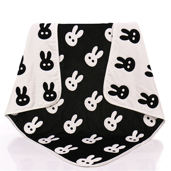 New Baby Children Muslin Blankets Black White Rabbit Cross Crawling Blanket Carpet for Infant Baby Bedspread Bath Towels Kids Play Mats