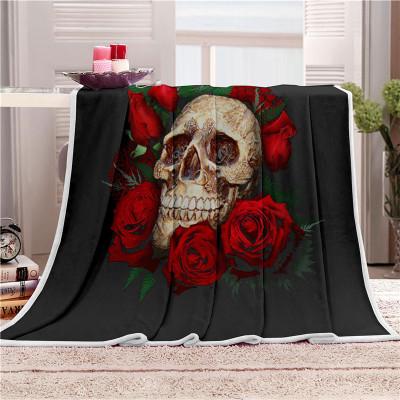 Nap blanket Super Soft Cozy Velvet Plush Throw Blanket Floral Skull Modern Line Art Sherpa Blanket for Couch Throw Travel