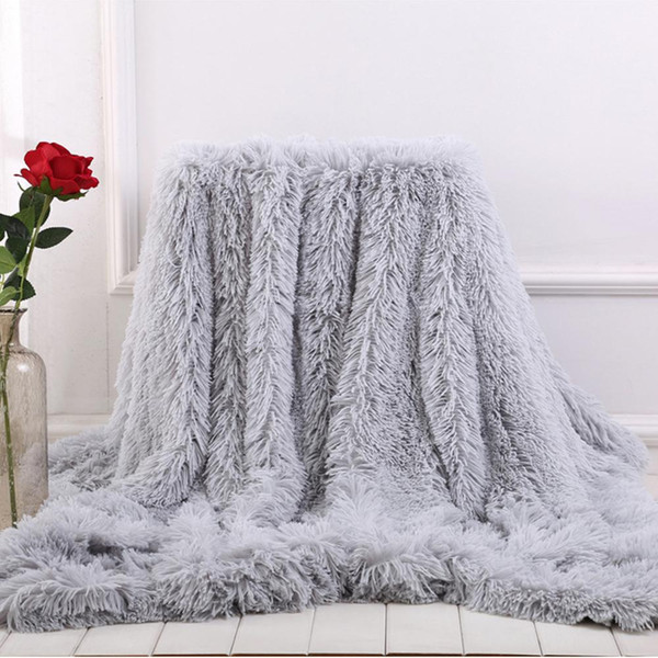 Soft Fur Throw Blanket for bed Long Shaggy Fuzzy Fur Faux Winter Blankets for Bed Sofa Warm Cozy With Fluffy Sherpa