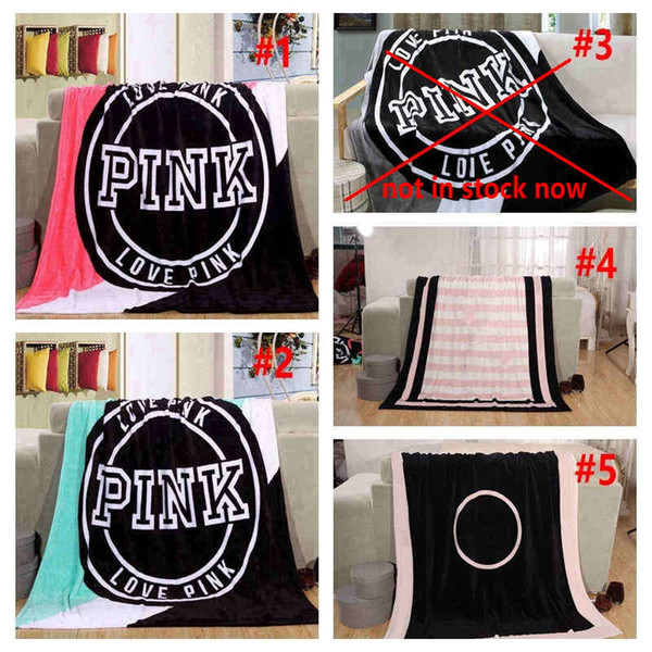 5 Colors Love Pink Letter Blanket 130*150cm Soft Coral Velvet Beach Towel Blankets Air Conditioning Rugs Comfortable Carpet 10pcs