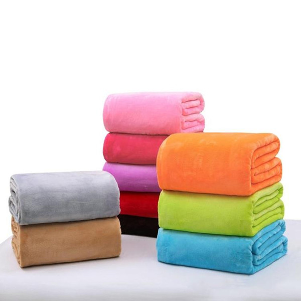 Warm Flannel Fleece Blankets Soft Solid Blankets Solid Bedspread Plush Winter Summer Throw Blanket for Bed Sofa DH0426