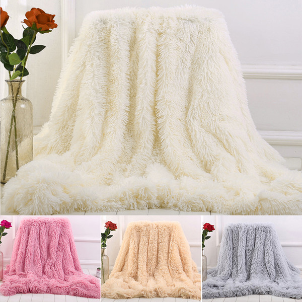 Double-faced Faux Fur Blanket Soft Fluffy Sherpa Throw Blankets for beds cover Shaggy Bedspread plaid fourrure cobertor mantas