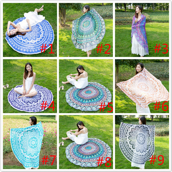 Sunscreen shawl Beach Blanket Yoga Picnic mat Printed Tapestry Beach Towel 13 colors 148x148cm Free DHL