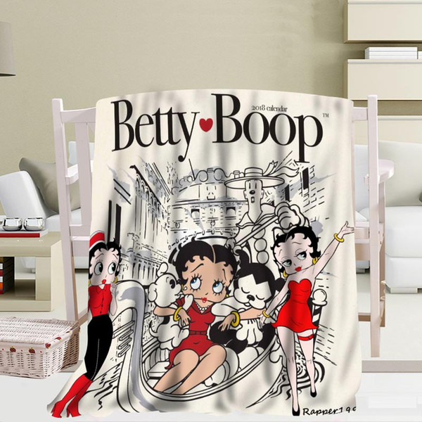 Custom betty boop blanket Flannel Fabric 56x80inch 50X60inch 40X50inch Sofa Bed Throw Blanket Kid Adult Warm