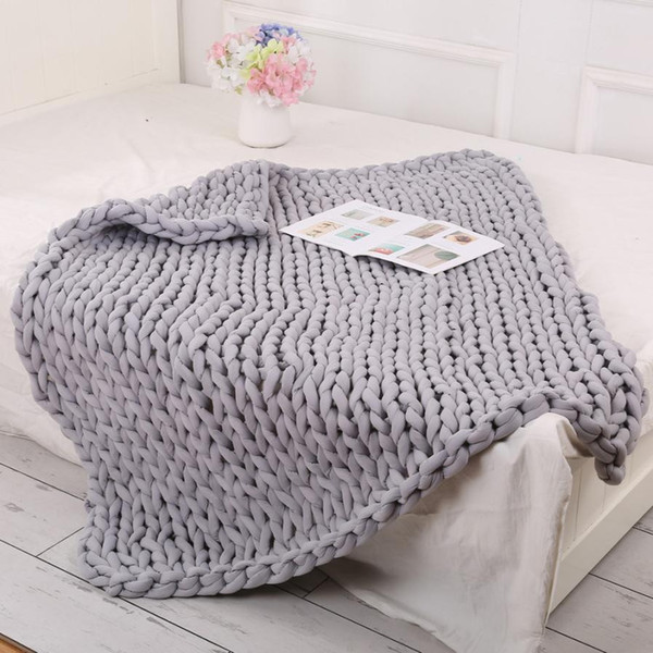 2018 Hot Sale High Quality Hand Chunky Thick Bulky Housewear Furnishings Solid Warm Blanket Rug Bedding Gift Dropshipping