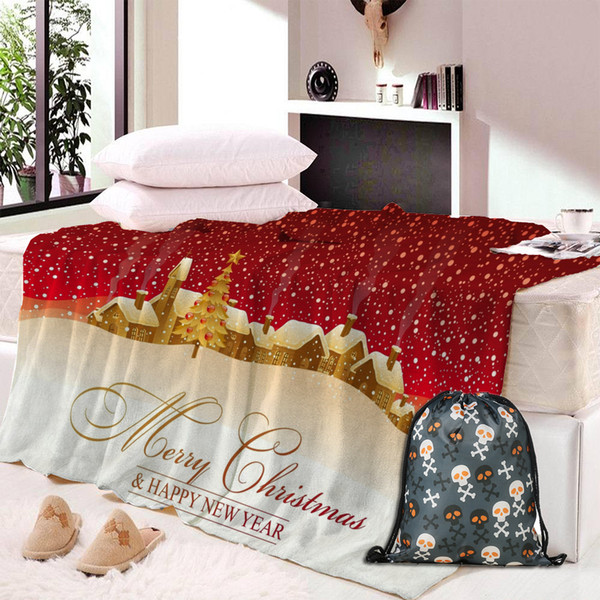 Dropship Flannel Fleece Fabric Blanket Christmas Gift New Year Gift Soft Warm Decoration Bedroom Home Textile