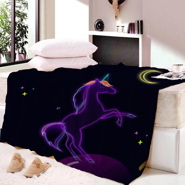 3D Star unicorn Velvet PlushThinThrow Blanket Printed for Kids Girls Sherpa Blanket for CouchThrows Summer bedsheet Travel CB68