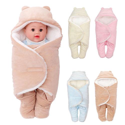 New Creative Solid Winter Warm Soft Newborn Portable Swaddle Blanket Cocoon Sleeping Bag Infant Baby Wrap Blanket