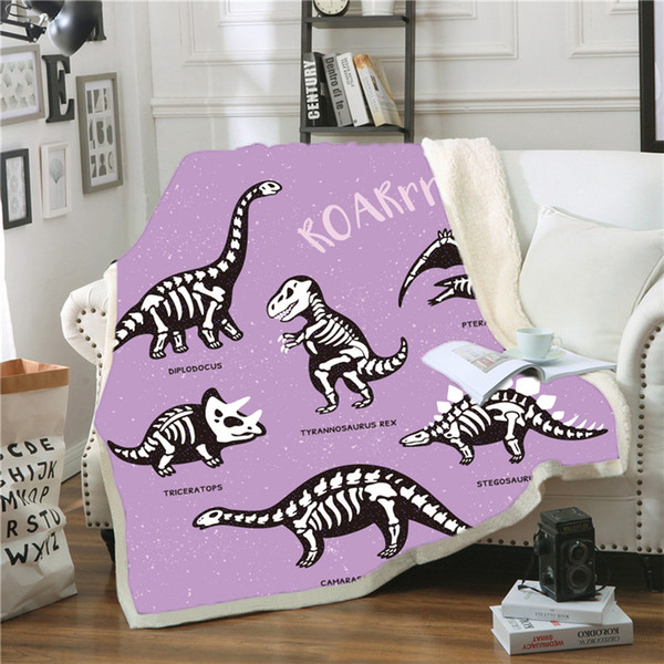 Blanket Dinosaur Mantas Para Sofa Decorativa Throw Blanket Fleece Frazadas De Cama De Invierno Drop Shipping