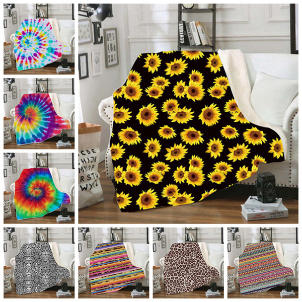 Sherpa Blanket 150*200cm sunflower floral striled leopard 3D Printed adult Winter Plush Shawl Couch sofa throw Fleece Wrap 22styles LJJA3275