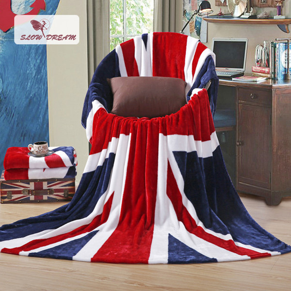 Slowdream British Flag Flannel Blanket Throw Soft Fleece Winter Blanket Bedspread Wrap Soft Sleeping For Bed Sofa Covers Quilts