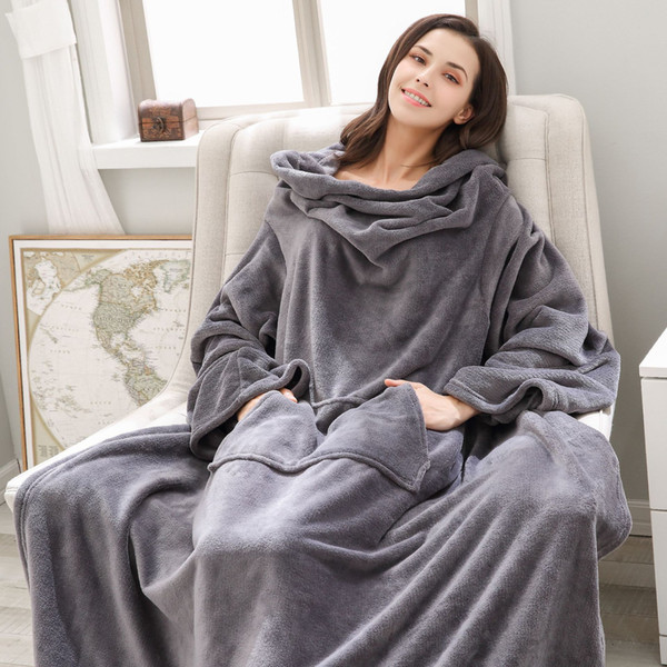 Warm Winter Blanket Wearable Wool Blanket Cartoon Blanket with Sleeves Elegant Cozy Warm Extra Soft Plush