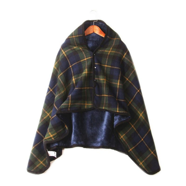 Lazy blanket black white green pink check multi-functional moisture absorption flannel shawl blanket can be worn