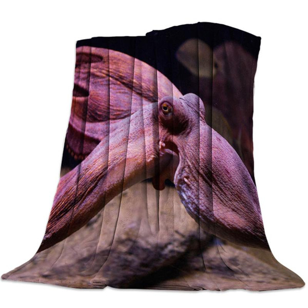 Mollusk Octopus Color Changing Organism Flannel Fleece Bed Blanket Bedspread Coverlet Bed Cover Soft Lightweight Warm Blankets