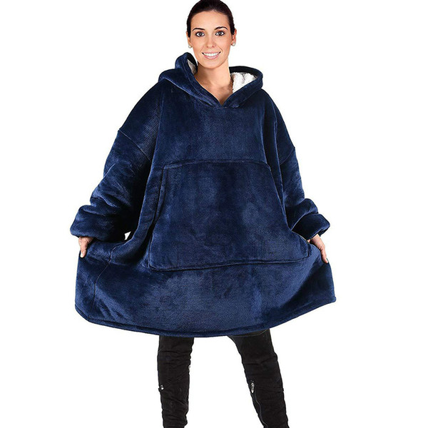 Winter Oversized Blanket with Sleeves Women Oversized Hoodie Fleece Warm Hoodies Sweatshirts Giant TV Blanket Women Hoody Robe