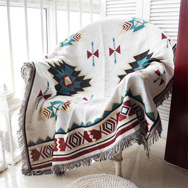 New Design 90*210cm Geometry Throw Blanket Sofa Decorative Slipcover Cobertor on Sofa Plane Travel Plaid Non-slip Stitching Blankets