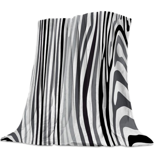 Blanket Zebra Animal Abstract Black And White Stripes Style Flannel Blanket Warm Soft Throw Sofa Bed Travel Blankets