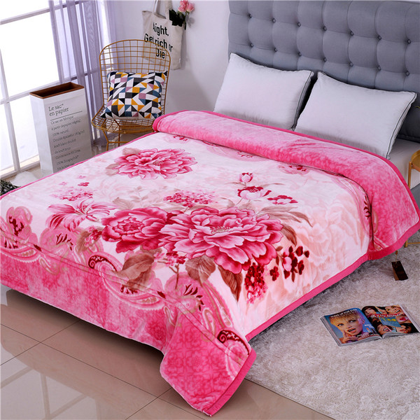 3.50kg Super Soft Double Layer Crystal peony Cloudy Blanket Embossed 3D Floral Winter Blankets For Adult Fluffy Bedspreads Queen Size