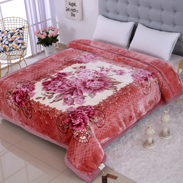 4Kg Super Soft Cloudy Blanket 3D Floral Pattern Double Layer Adult Queen Size Double Bed Thick Warm Winter Weighted Blankets