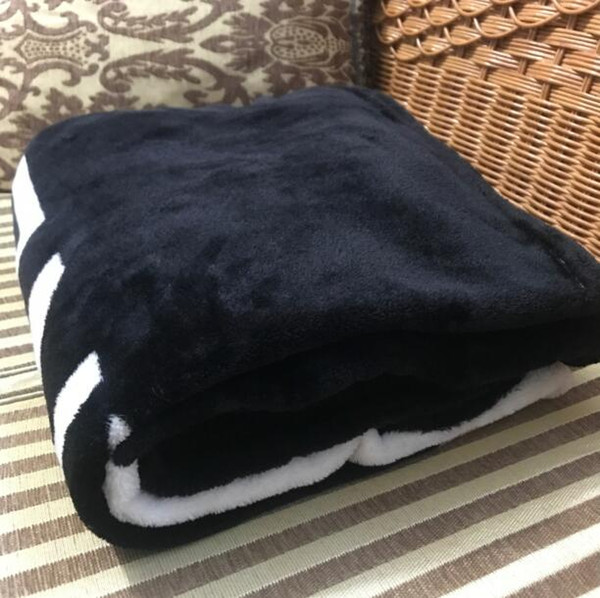 Luxury pattern black blanket 130X150CM flannel fleece material with dust bag C style logo for Travel ,home ,office nap blanket VIP gift