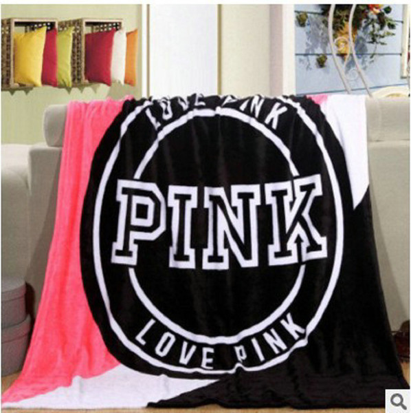 4 Color 130*150CM Love Pink Letter Blanket Soft Coral Velvet Plane Car Travel Towel Blankets Air Conditioning Rug Comfortable Carpet 1PCS