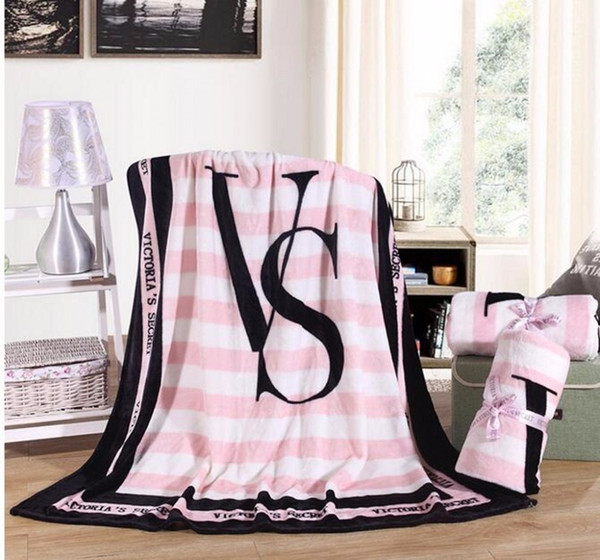 140/200 Kintting Blankets Pink VS Secret Blanket Manta Coral Fleece Blanket Sofa/Bed/Plane Travel Plaids Towel Swaddle Sleeper