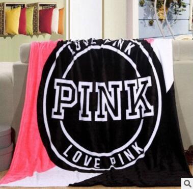 Love Pink Fleece Blanket Victorie Black V Brand Throw Blankets Soft Warm Blanket on Sofa Bed Travel