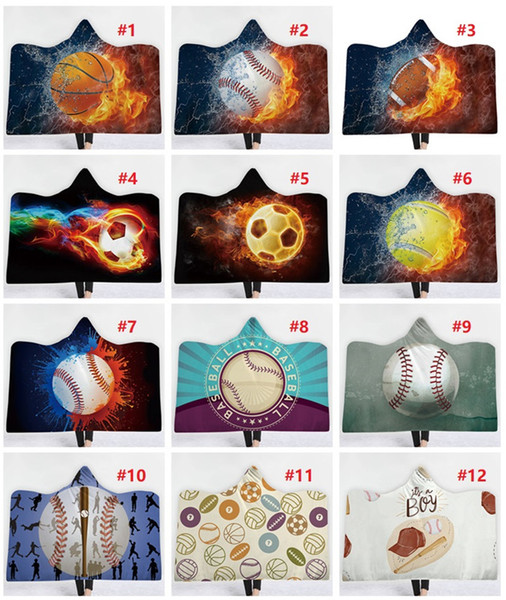 Baseball Hooded Blankets Rectangle Softball Football Sport Blanket Thick Polyester Sports Home Textiles Accessories 130*150cm K122