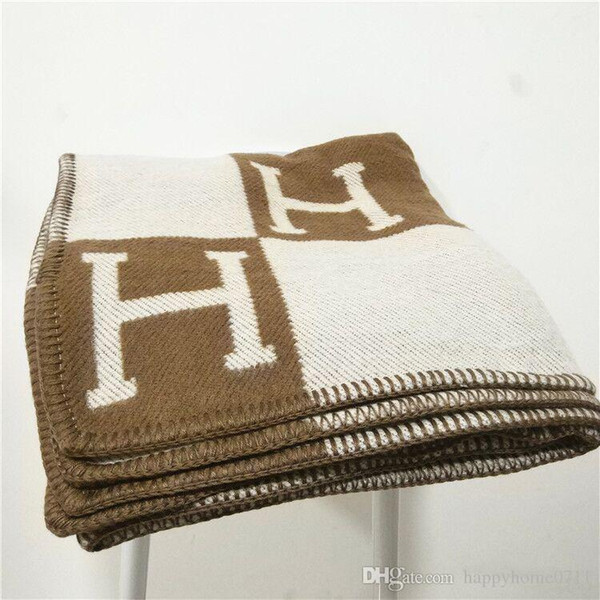 Luxury Signature H Tag Thicken Wool Blanket Home Outdoor Scarf Shawl Warm Everyday Blankets Large 170*140cm Fashion Christmas Family gift