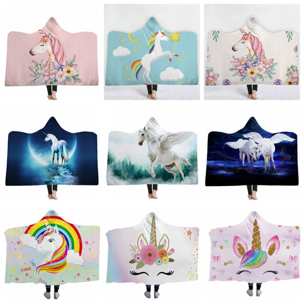 Sherpa Blanket Wearable Fleece Blankets Oversized Throw Blankets Cartoon Unisex Warm Bathrobe Unicorn Christmas Gift 59 Designs YW1567