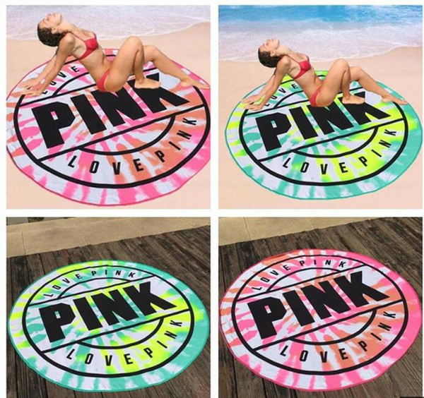 Pink Round Beach Towel Microfiber 160cm Absorbent Quick Drying Towels Swimming Bath Sports Towels Picnic Blanket Outdoor Mat Shawl Yoga mat