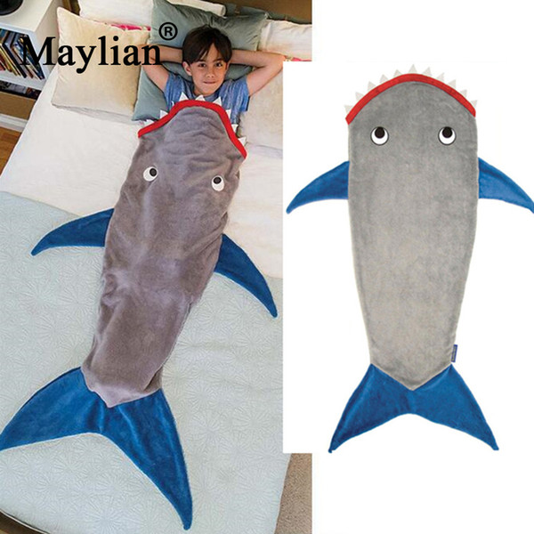 Shark blanket mermaid tail sleeping bag children sleeping bag fleece autumn and winter thickening warm for kids Boy girl T188