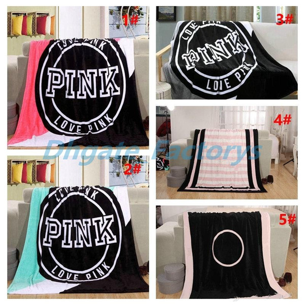 5 Colors Love Pink Letter Blanket 130*150cm Soft Coral Velvet Beach Towel Blankets Air Conditioning Rugs Comfortable Carpet 10pcs