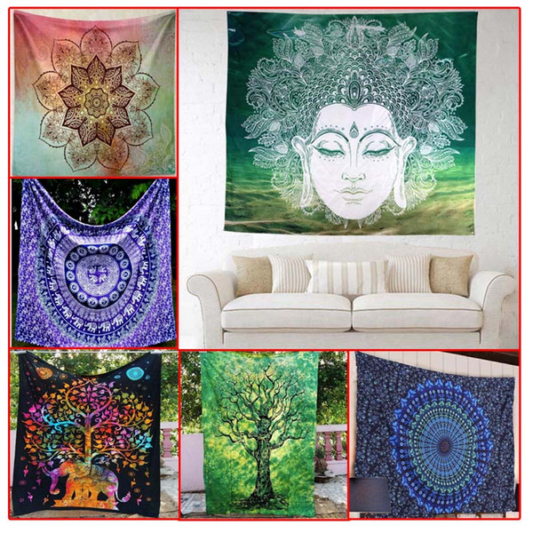 NEW Polyester Bohemian Tapestry Mandala Beach Towels Hippie Throw Yoga Mat Towel Indian Polyester Wall Hanging Decor 150*130cm Blanket