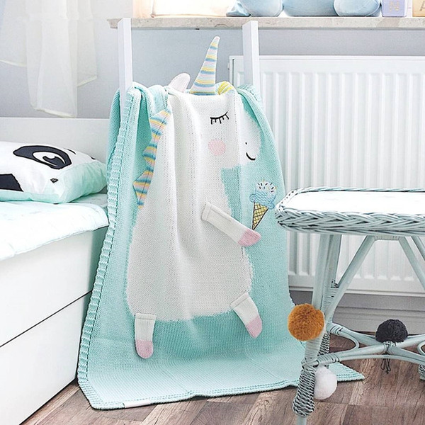 Cartoon Animal Baby Blankets Cute Newborn Swaddle Wrap Sofa Bed Plane Soft Knitted Wool Thread Blanket Gifts TTA853