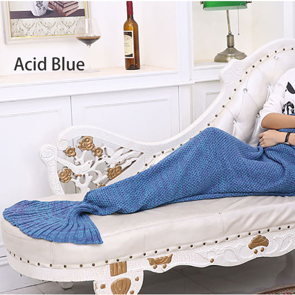 Children Adult Mermaid Tail Blankets Sofa Living Room Blankets Super Soft Knitted Warmer Air-condition Blanket Sleeping Bag Sleeping Costume