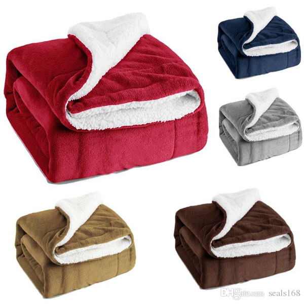 Sherpa Fleece Blanket Twin Double Layer Plush Throw Blanket Soft Microfiber Bed Soft Blanket 130*160cm HH7-1973