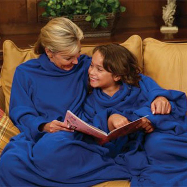 Soft Warm Fleece Snuggie Blanket Robe Cloak With Cozy Sleeves Wearable Sleeve Blanket Wearable Blanket 3 Colors free shipping