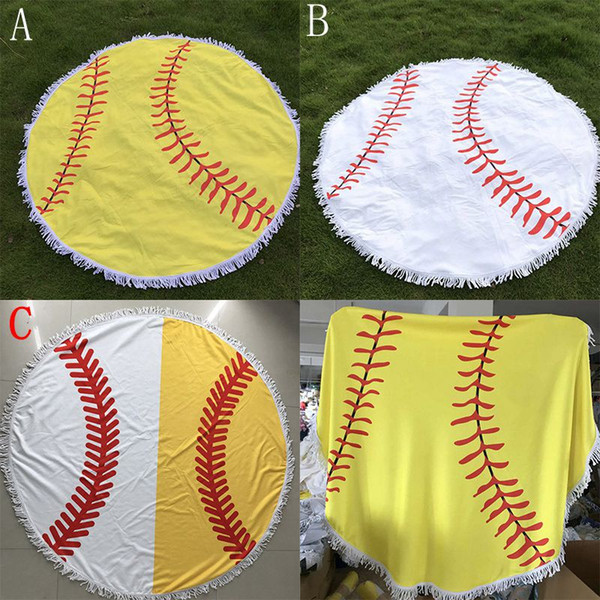 2018 New Baseball Round beach towel beach terry With Tassels Microfiber Large Circle Bath Towel Water absorb quick dry blanket