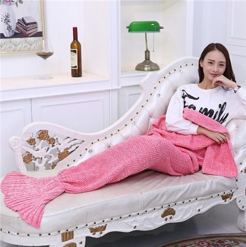 10Colors 90*50cm Mermaid Tail Blankets Mermaid Tail Sleeping Bags Cocoon Mattress Knit Sofa Blanket Handmade Living Room Sleeping Bag TA60