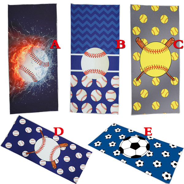 Baseball Beach Towels Rectangle Softball Football Towel Microfiber Mats Blankets Quick drying for Sports Yoga Camping Bath Shower Blanket