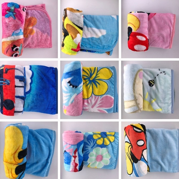 Newest Kids Blankets Flannel spider-man Trolls Warm cartoon Blankets Smooth Flannel Blankets Baby Beddings Swaddling Blanket 1*1.4m I416