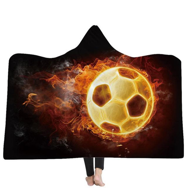 DHL 130*150cm Baseball Football Sherpa Towel Softball Blanket Sports Theme Hooded Cape Soccer Bathing Towel Swadding Blankets