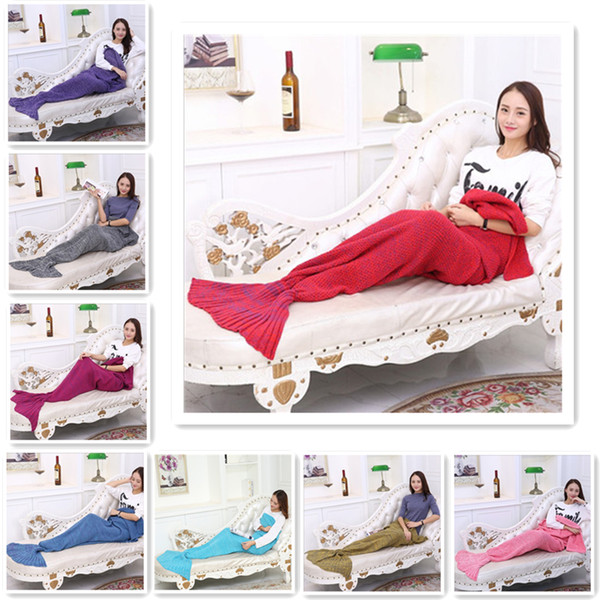 Mermaid Tail Blanket Super Soft Hand Crocheted cartoon Sofa Blanket air-condition blanket siesta blanket 195X90cm F749