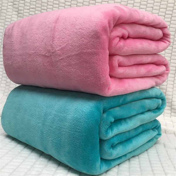 Warm Flannel Fleece Blankets Soft coral fleece Solid Blankets baby Solid Bedspread Plush autumn Winter Throw Blanket for Bed Sofa